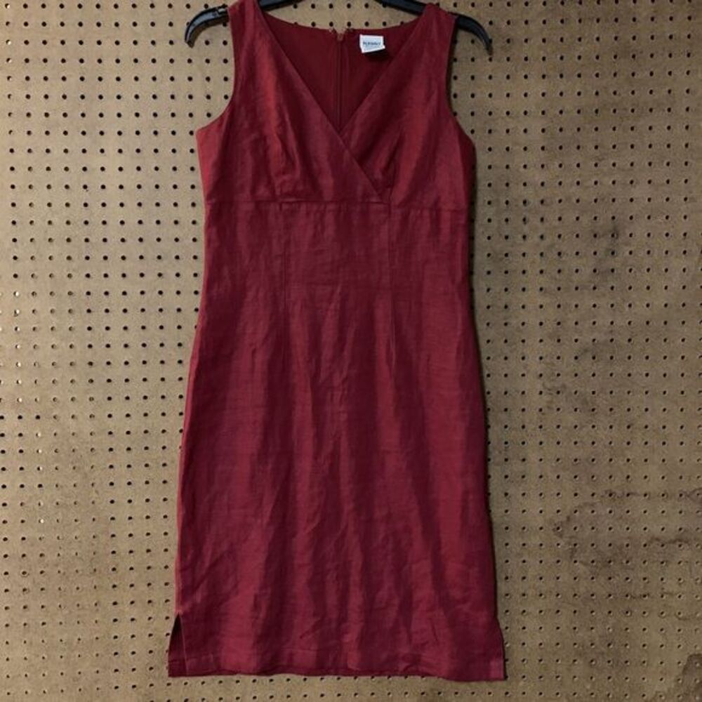 Old Navy Vintage Y2K Linen‎ Dress Red Sleeveless Minimal Lagenlook Mature Size 1